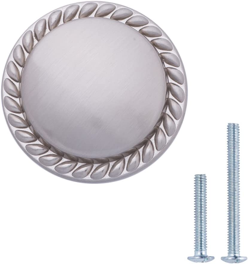 AmazonBasics Round Braided Cabinet Knob 1.25in Diameter Satin Nickel 10Pack Main image