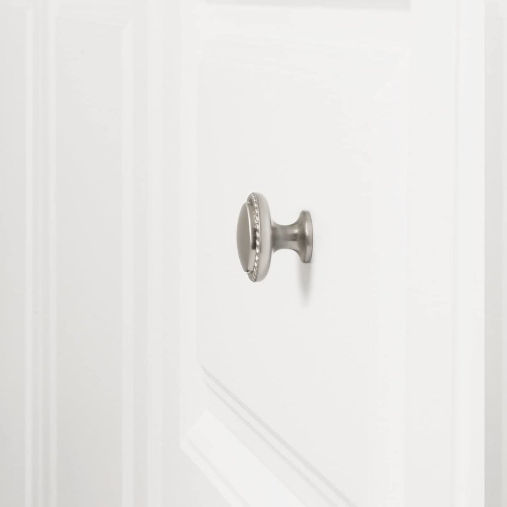 AmazonBasics Round Braided Cabinet Knob 1.25in Diameter Satin Nickel 10Pack