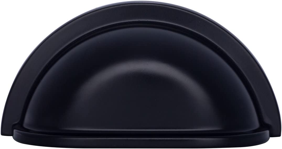 AmazonBasics Traditional Bin Cup Drawer Pull 3.69in Length 3in Hole Center Flat Black 10Pack Main image