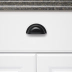 AmazonBasics Traditional Bin Cup Drawer Pull 3.69in Length 3in Hole Center Flat Black 10Pack
