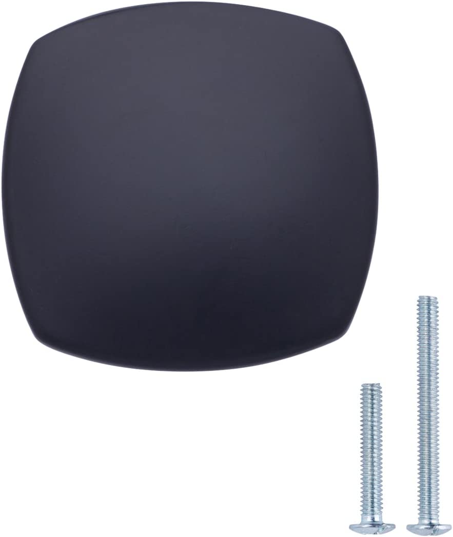 AmazonBasics Rounded Square Cabinet Knob 1.26in Diameter Flat Black 10Pack Main image