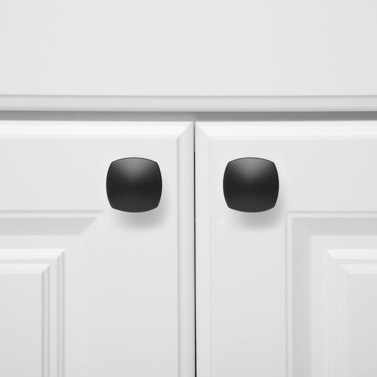 AmazonBasics Rounded Square Cabinet Knob 1.26in Diameter Flat Black 10Pack
