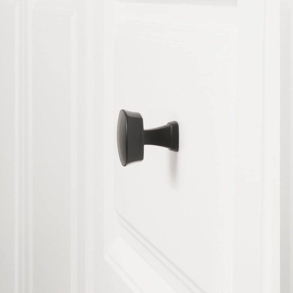AmazonBasics Rounded Square Cabinet Knob 1.26in Diameter Flat Black 10Pack