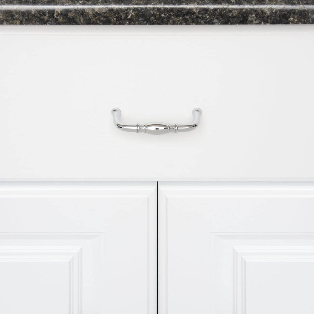 AmazonBasics Traditional Drawer Cabinet Handle 3.71in Length 3in Hole Center Polished Chrome 10Pack