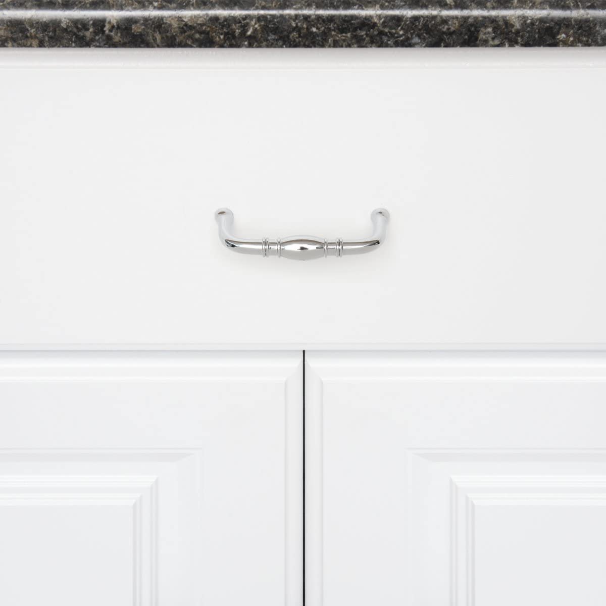 AmazonBasics Traditional Drawer Cabinet Handle 3.71in Length 3in Hole Center Polished Chrome 10Pack