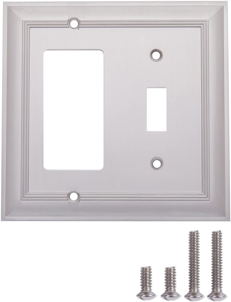AmazonBasics Toggle and Gang Wall Plate Satin Nickel 2Pack Main image