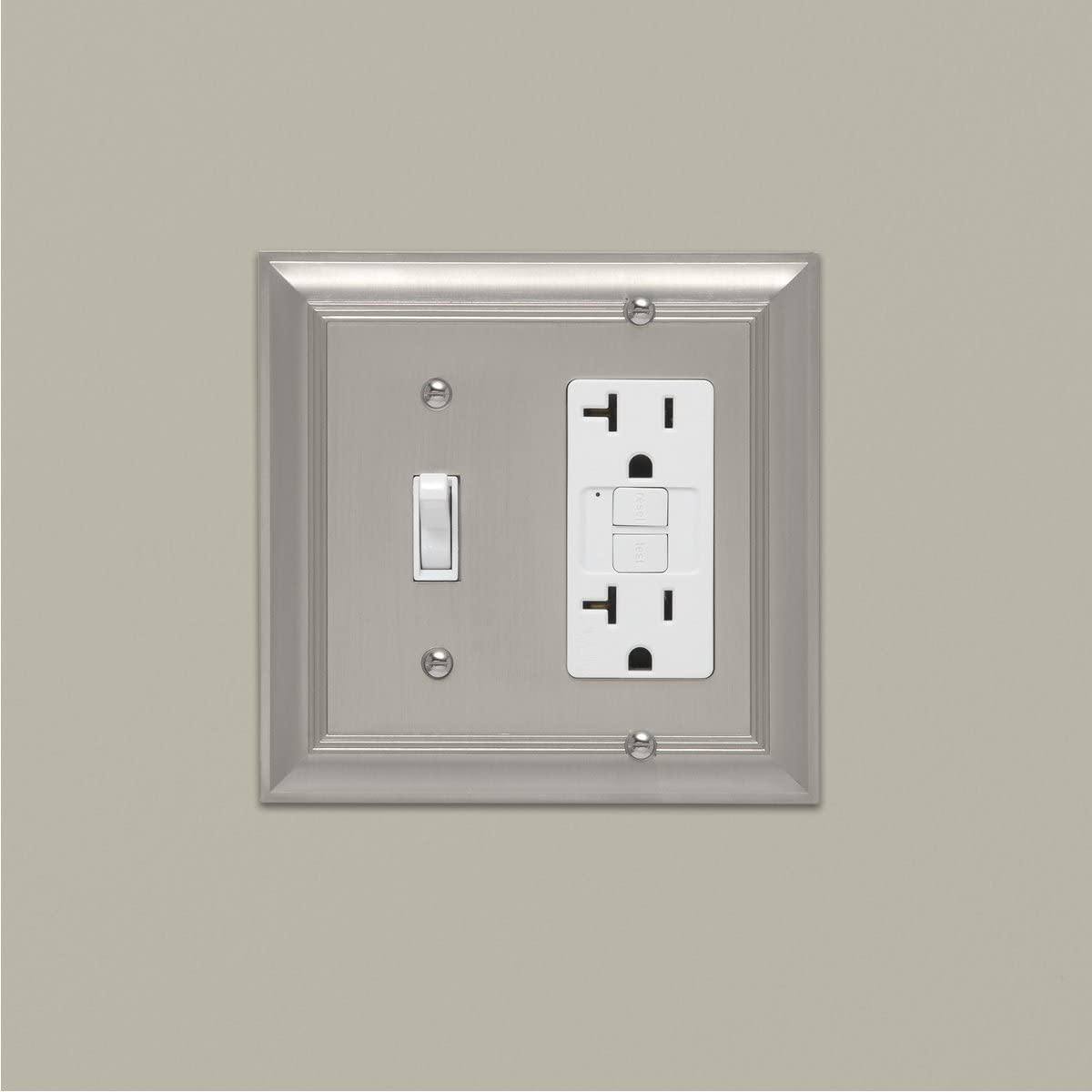 AmazonBasics Toggle and Gang Wall Plate Satin Nickel 2Pack