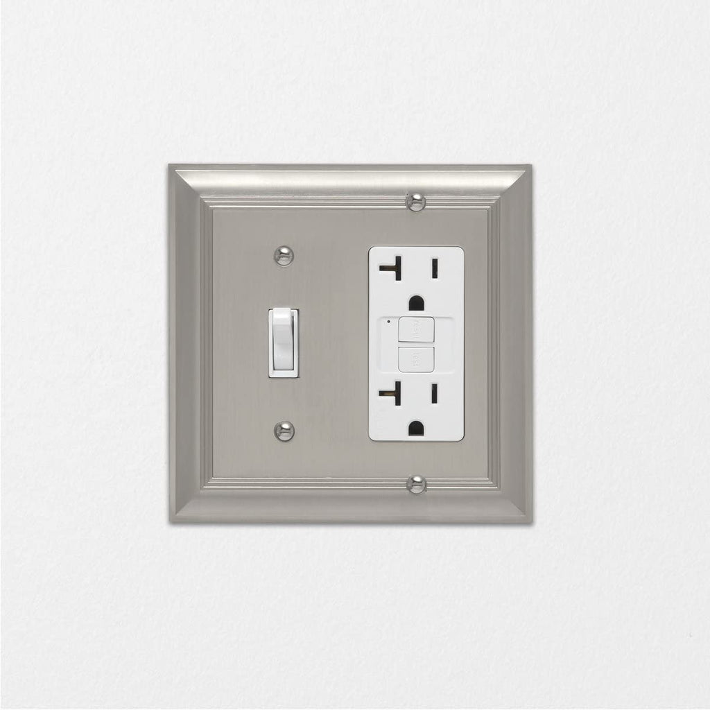 AmazonBasics Toggle and Gang Wall Plate Satin Nickel 2Pack