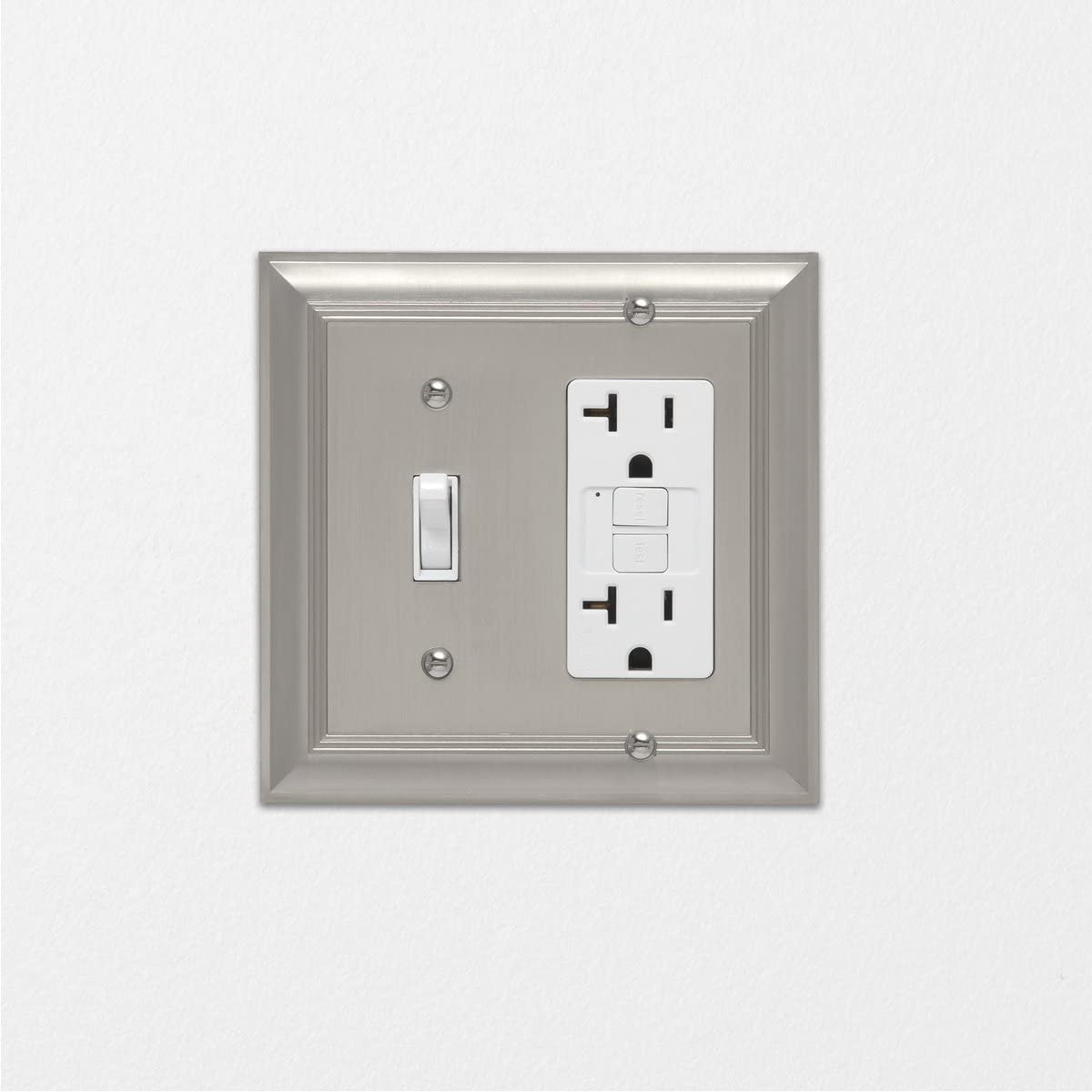AmazonBasics Toggle and Gang Wall Plate Satin Nickel 2Pack