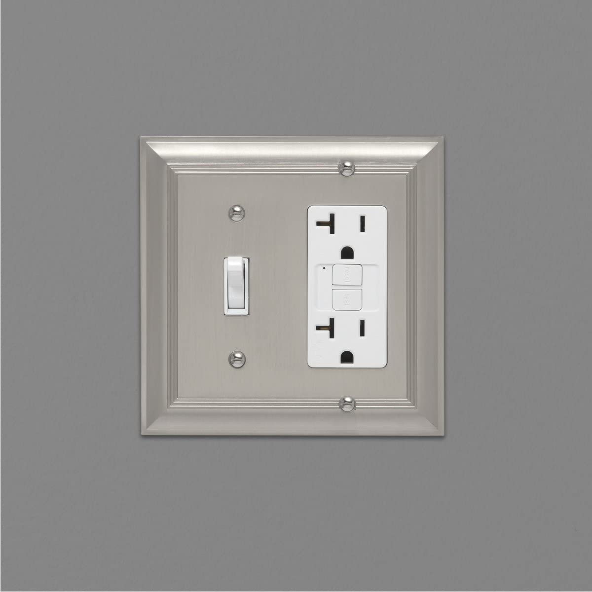 AmazonBasics Toggle and Gang Wall Plate Satin Nickel 2Pack
