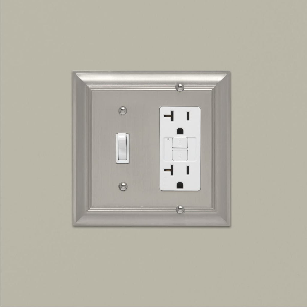 AmazonBasics Toggle and Gang Wall Plate Satin Nickel 2Pack
