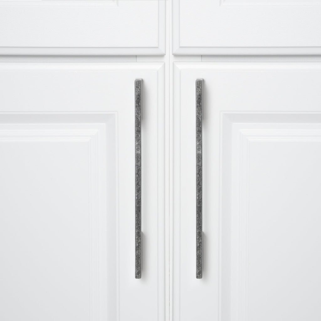 AmazonBasics Wide Modern Die Cast Cabinet Handle 9.13in Length 6.3in Centre to Centre, Antique Silver 10Pack