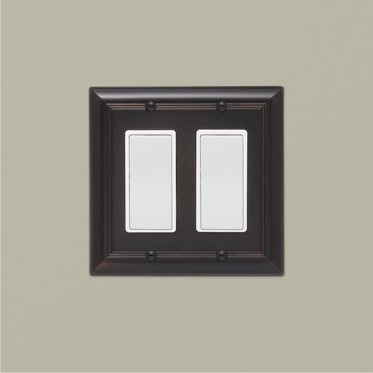 AmazonBasics Double Gang Wall Plate Oil Rubbed Bronze 2Pack