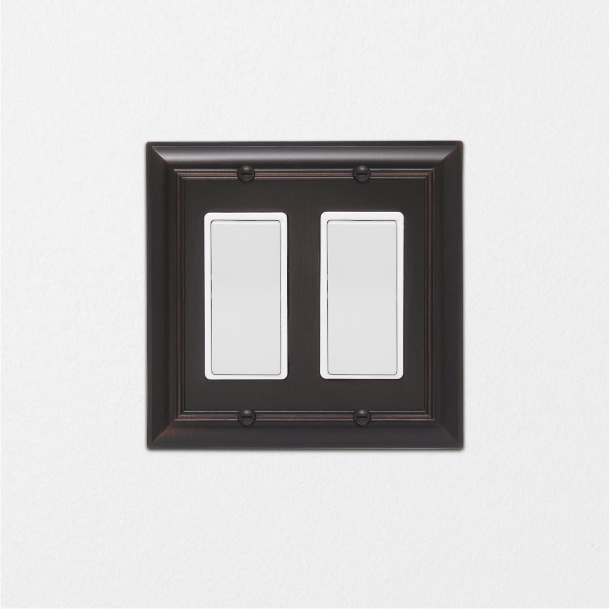 AmazonBasics Double Gang Wall Plate Oil Rubbed Bronze 2Pack