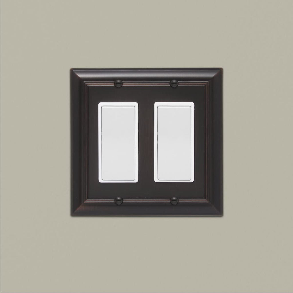 AmazonBasics Double Gang Wall Plate Oil Rubbed Bronze 2Pack