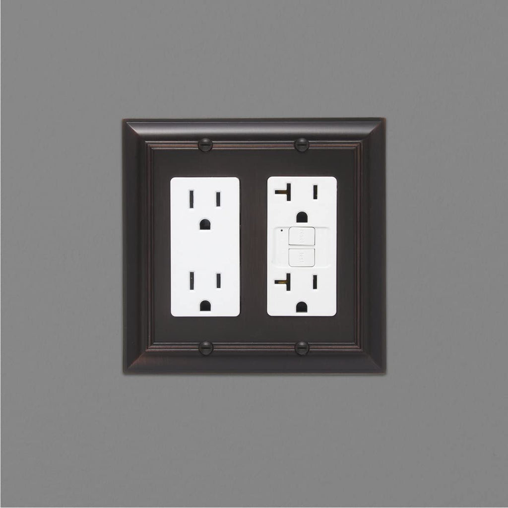 AmazonBasics Double Gang Wall Plate Oil Rubbed Bronze 2Pack