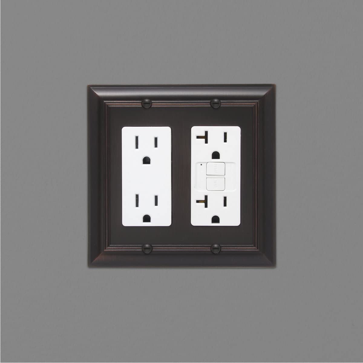 AmazonBasics Double Gang Wall Plate Oil Rubbed Bronze 2Pack