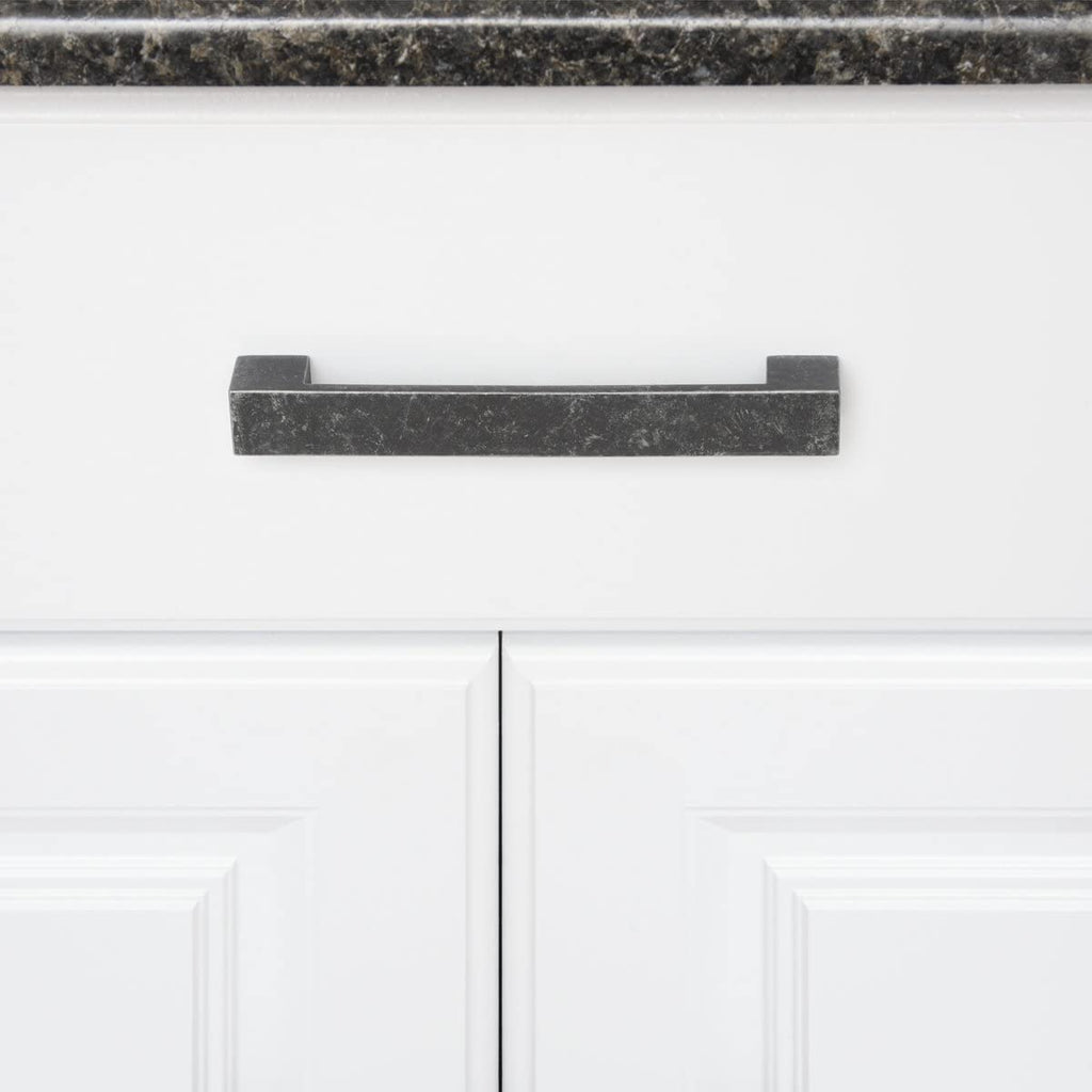 AmazonBasics Short Modern Cabinet Pull Handle 7.68in Length 6.3inch Hole Center Antique Silver 10Pack