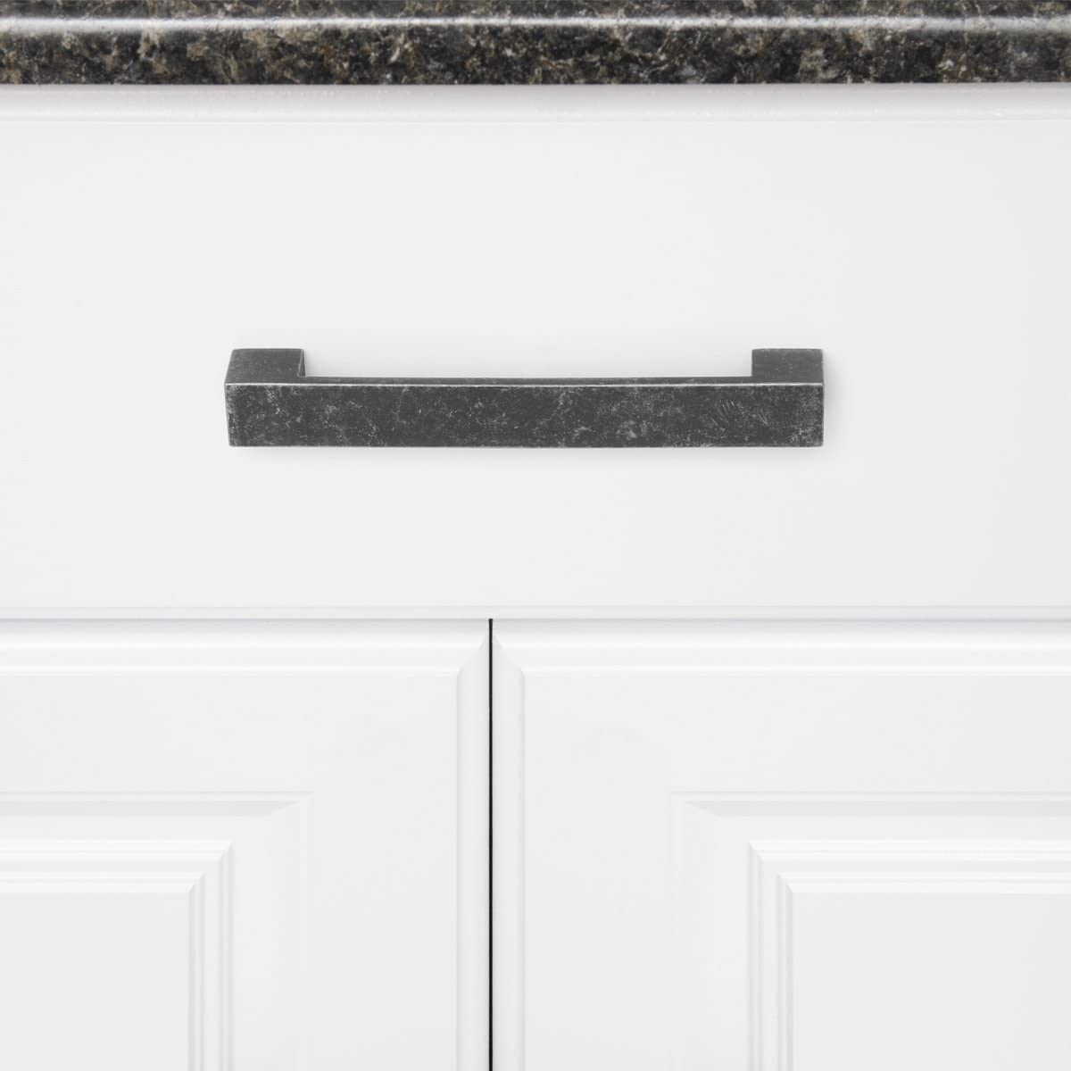 AmazonBasics Short Modern Cabinet Pull Handle 7.68in Length 6.3inch Hole Center Antique Silver 10Pack