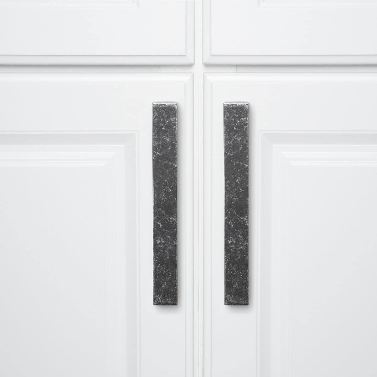AmazonBasics Short Modern Cabinet Pull Handle 7.68in Length 6.3inch Hole Center Antique Silver 10Pack