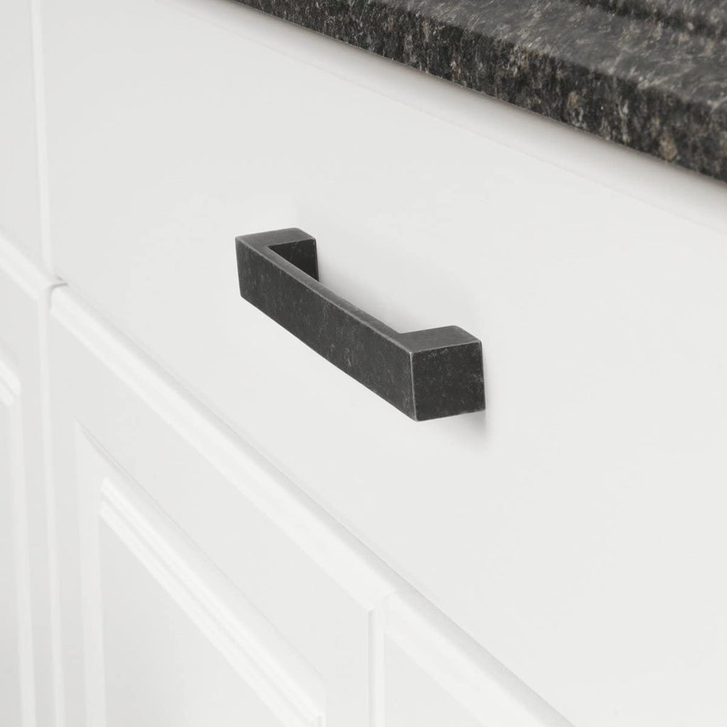 AmazonBasics Short Modern Cabinet Pull Handle 7.68in Length 6.3inch Hole Center Antique Silver 10Pack