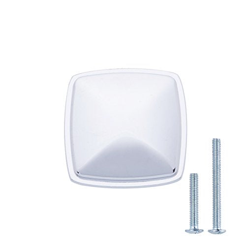 AmazonBasics AB400PC10 Traditional Square Cabinet Knobs 1.25in Diameter Polished Chrome 10Pack Main image
