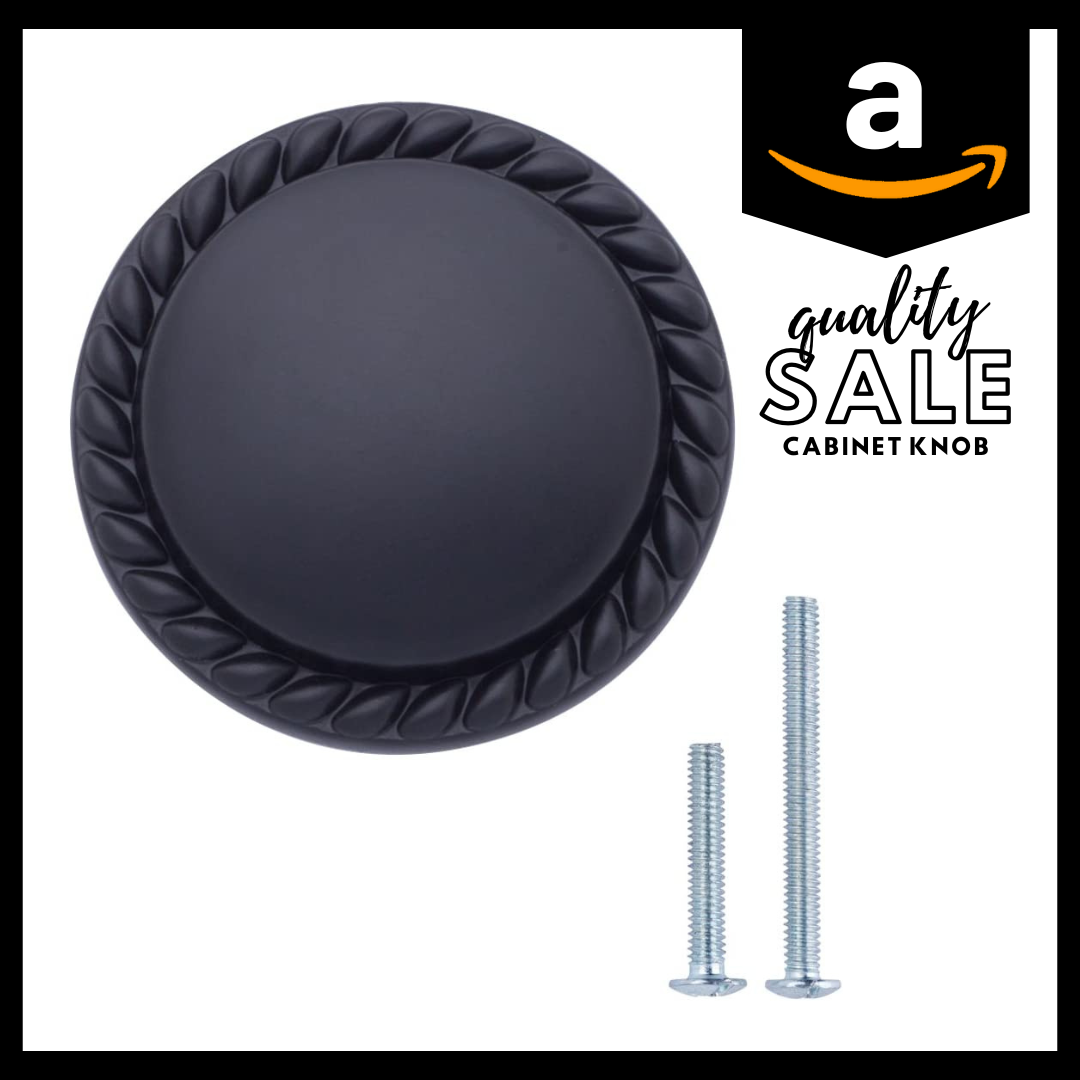 AmazonBasics Round Braided Cabinet Knob, 1.25 Diameter, Flat Black, 10-Pack Main image