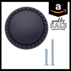 AmazonBasics Round Braided Cabinet Knob, 1.25 Diameter, Flat Black, 10-Pack