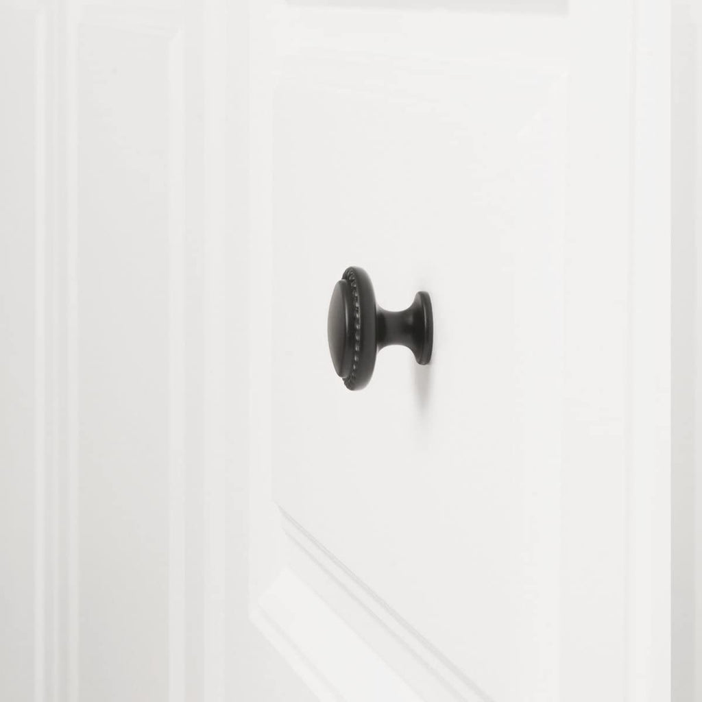 AmazonBasics Round Braided Cabinet Knob, 1.25 Diameter, Flat Black, 10-Pack