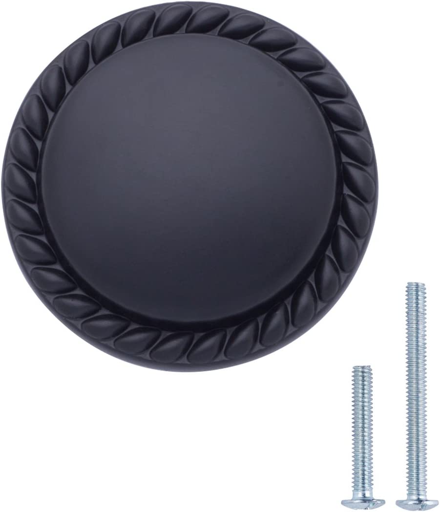 AmazonBasics Round Braided Cabinet Knob, 1.25 Diameter, Flat Black, 10-Pack Secondary image