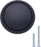 AmazonBasics Round Braided Cabinet Knob, 1.25 Diameter, Flat Black, 10-Pack