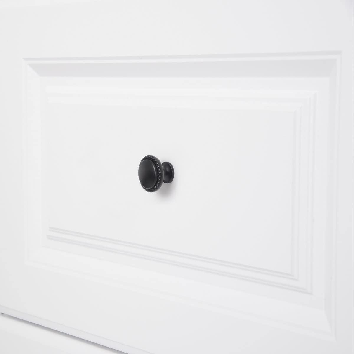 AmazonBasics Round Braided Cabinet Knob, 1.25 Diameter, Flat Black, 10-Pack