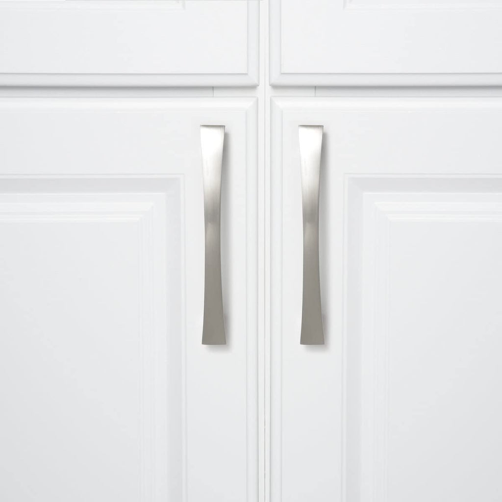 Amazon Basics Thick Modern Curved Cabinet Handle  6.5-inch Length Satin Nickel 10-Pack