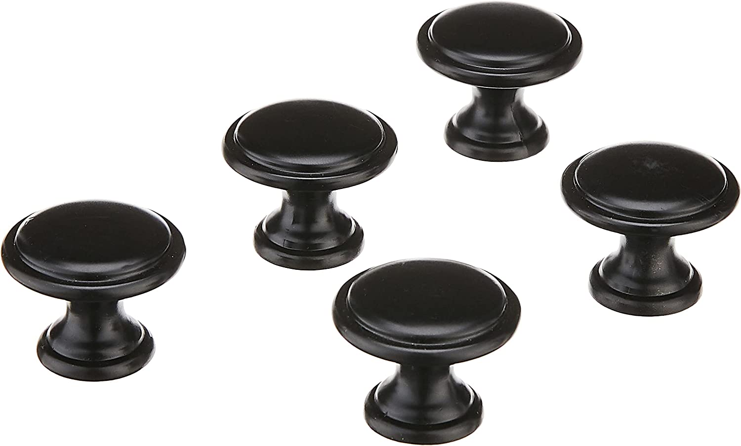 AmazonBasics Button Mushroom Cabinet Knob 1.25in Diameter Flat Black 25Pack Main image