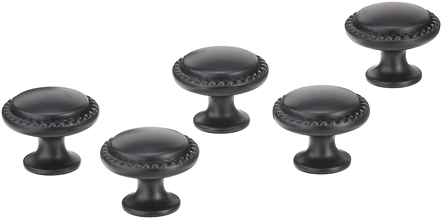 AmazonBasics Round Braided Cabinet Knob 1.25in Diameter Flat Black 25Pack Main image