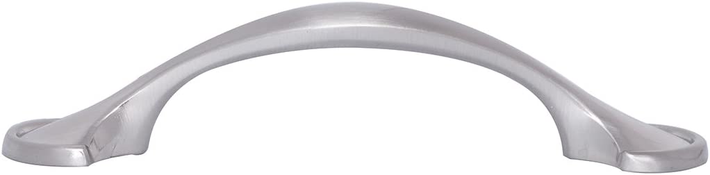 AmazonBasics Rounded Foot Cabinet Handle 4.63in Length 3in Hole Center Satin Nickel 10Pack
