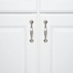 AmazonBasics Rounded Foot Cabinet Handle 4.63in Length 3in Hole Center Satin Nickel 10Pack