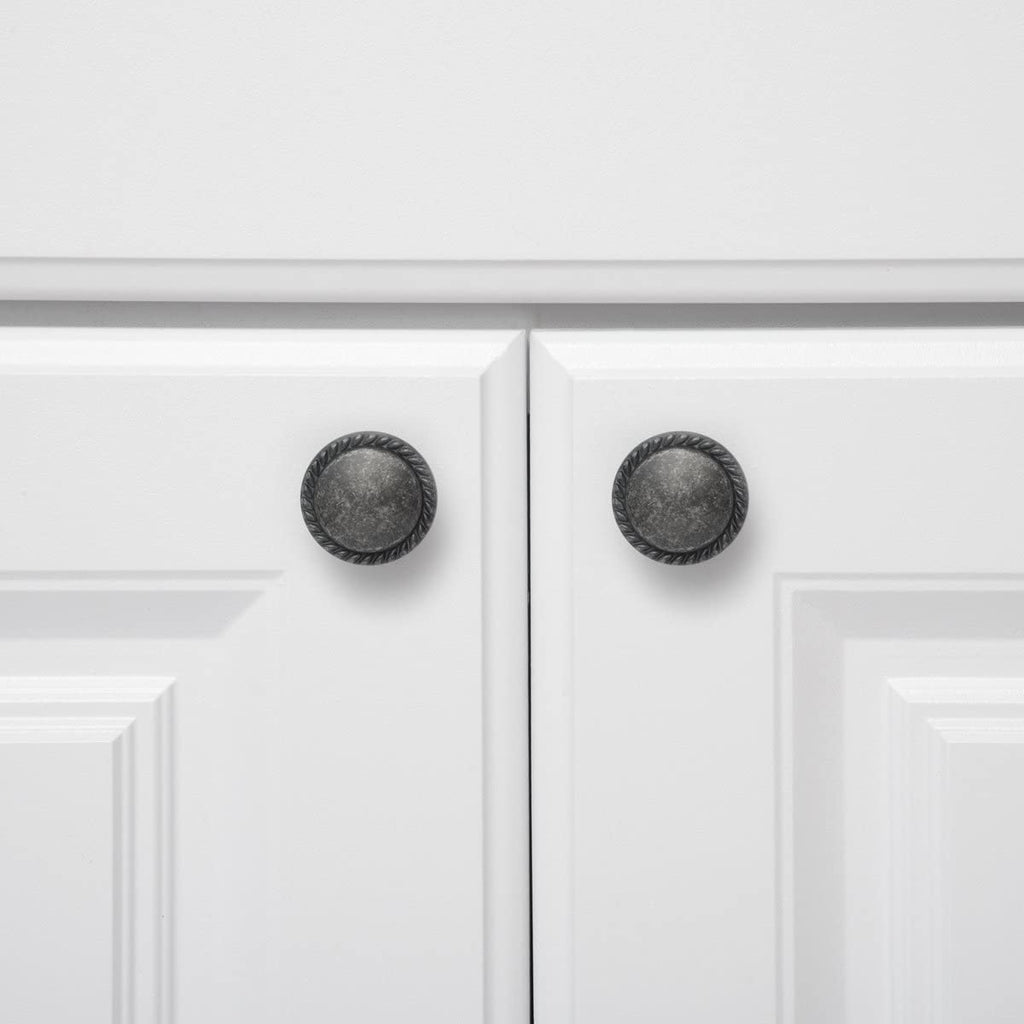 AmazonBasics AB900AS10 Cabinet Knob 1.25in Diameter Antique Silver 25Pack