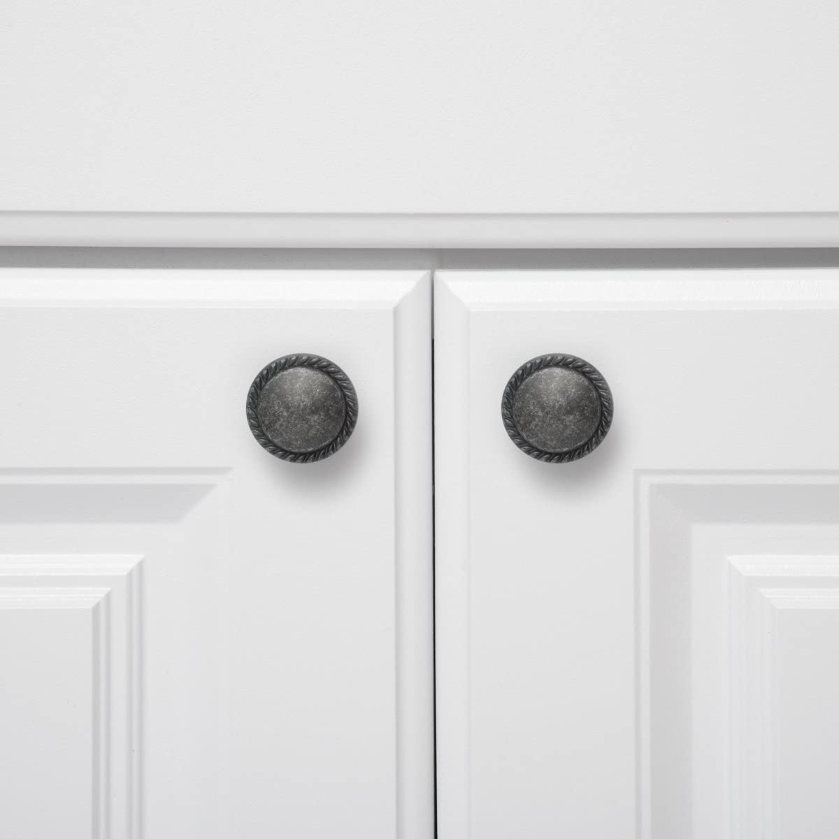 AmazonBasics AB900AS10 Cabinet Knob 1.25in Diameter Antique Silver 25Pack