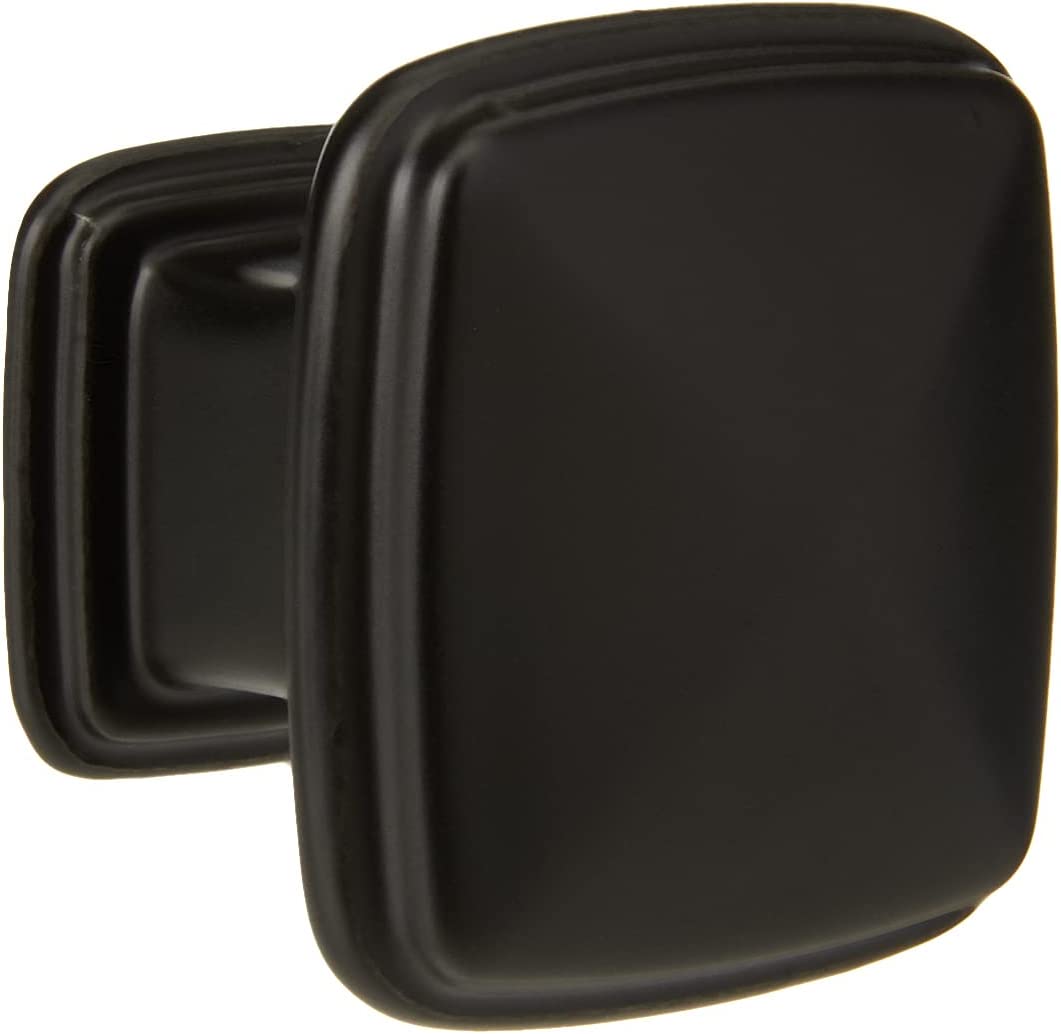 AmazonBasics Traditional Square Cabinet Knob 1.25in Diameter Flat Black 25Pack Secondary image