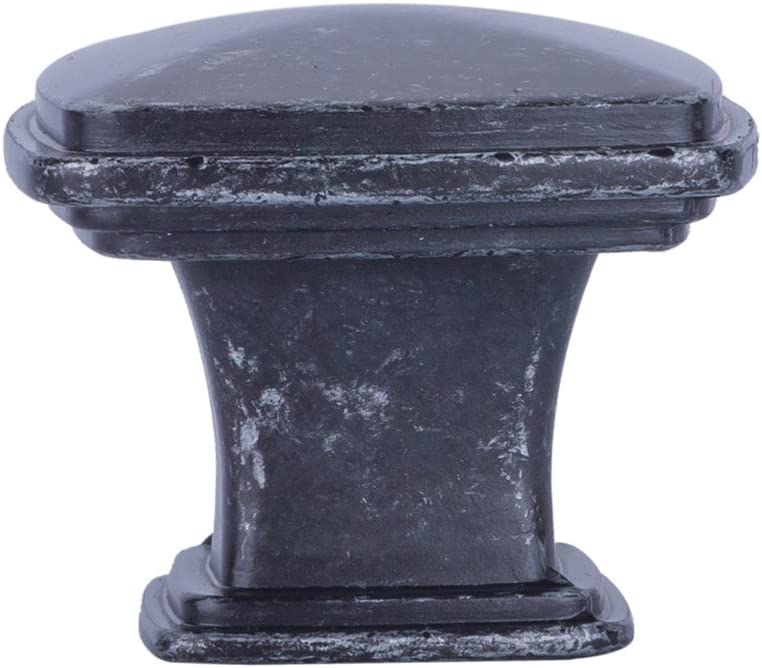 AmazonBasics Traditional Square Cabinet Knob 1.25in Diameter Antique Silver 10Pack Secondary image