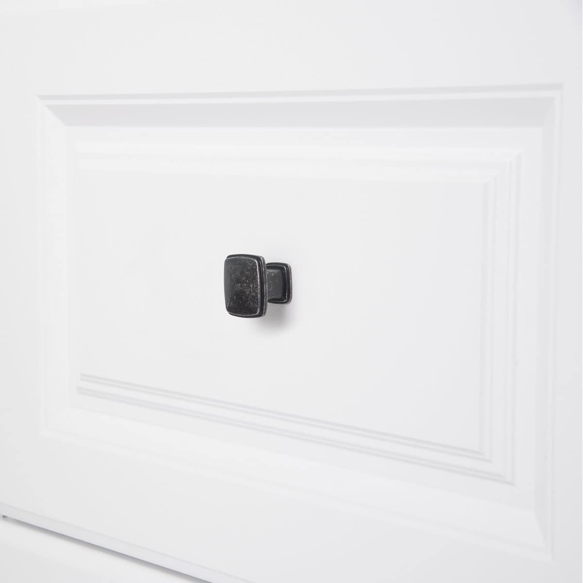 AmazonBasics Traditional Square Cabinet Knob 1.25in Diameter Antique Silver 10Pack