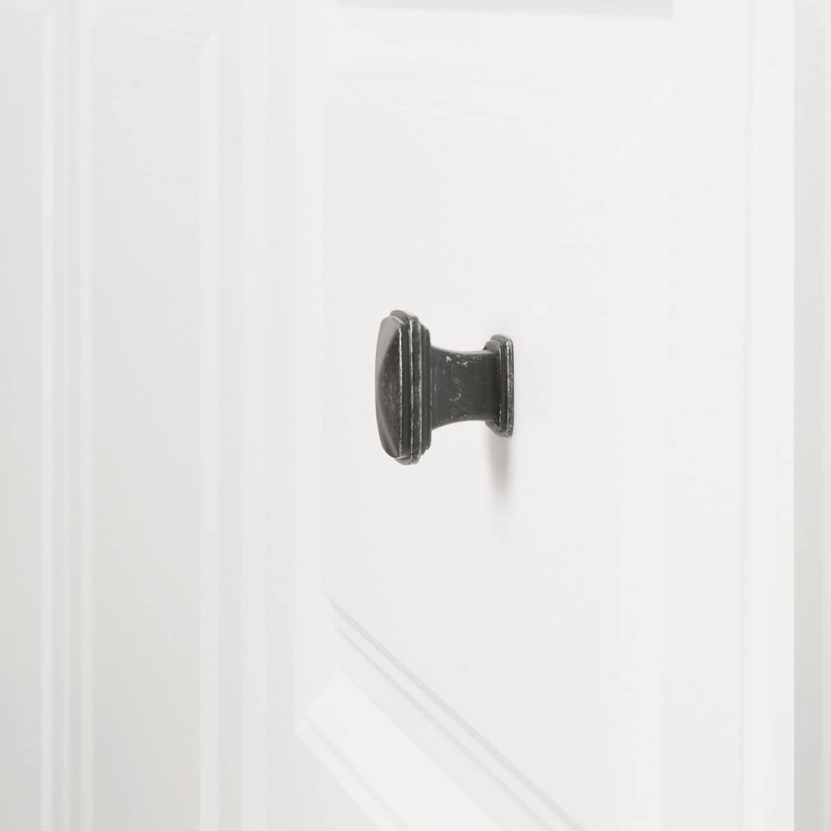 AmazonBasics Traditional Square Cabinet Knob 1.25in Diameter Antique Silver 10Pack