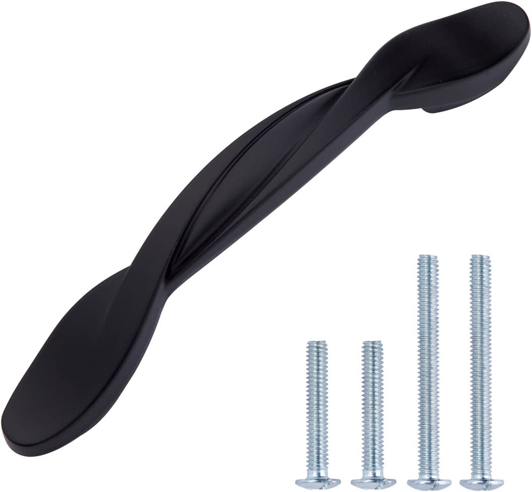 AmazonBasics Twisted Cabinet Handle 4.5in Length 3in Hole Center Flat Black 10Pack Main image
