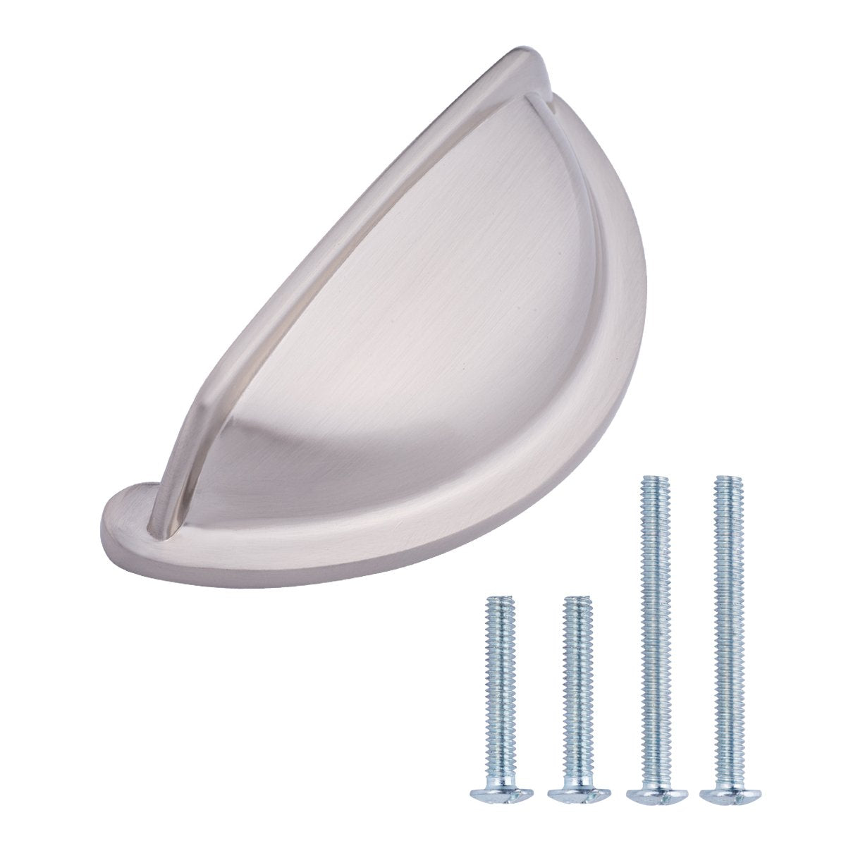 AmazonBasics Wide Bin Cup Drawer Pull 3.69in Length 3in Hole Center Satin Nickel 10Pack