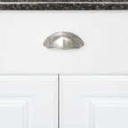 AmazonBasics Wide Bin Cup Drawer Pull 3.69in Length 3in Hole Center Satin Nickel 10Pack