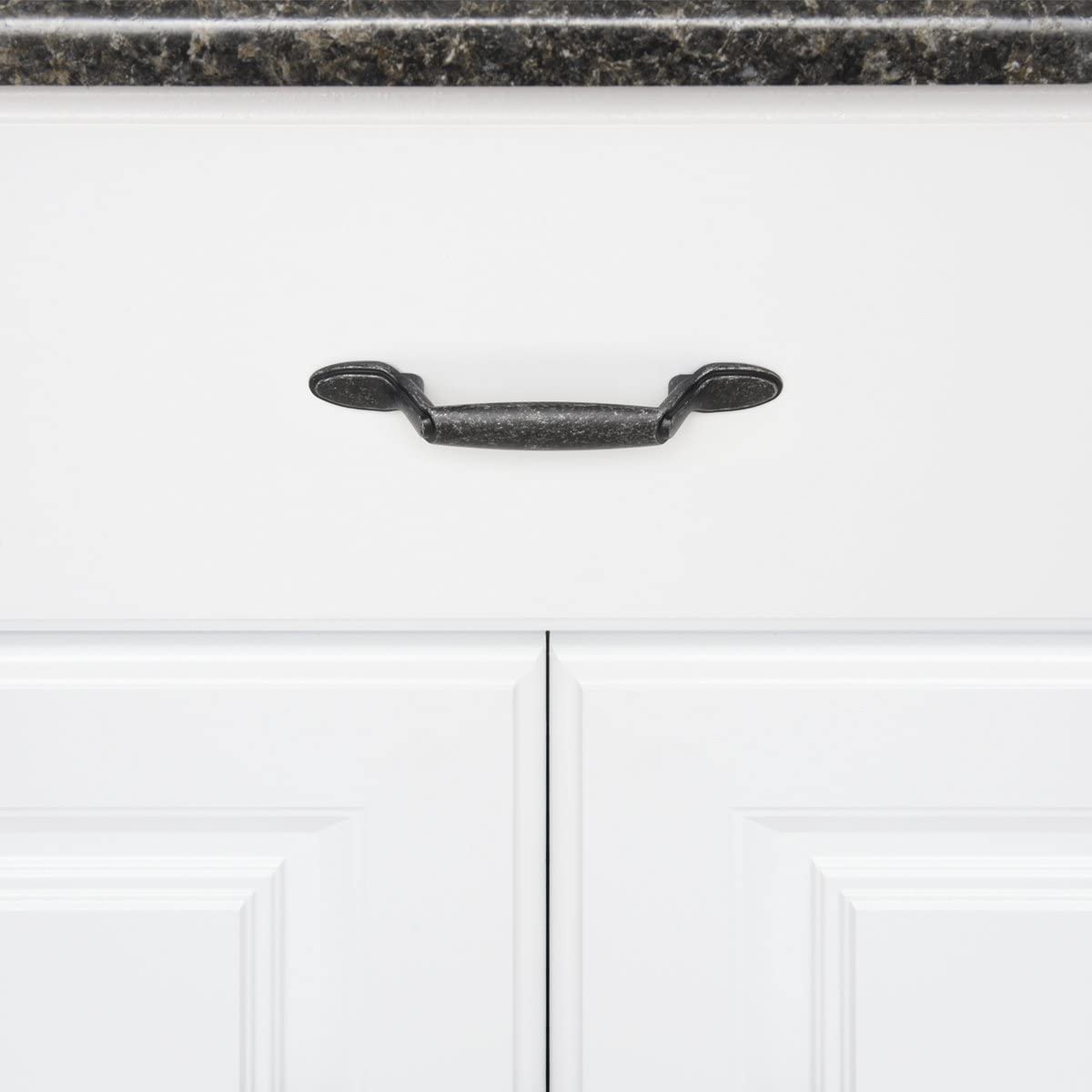 AmazonBasics Spoon Foot Cabinet Handle 5.12in Length 3in Hole Center Antique Silver 10Pack