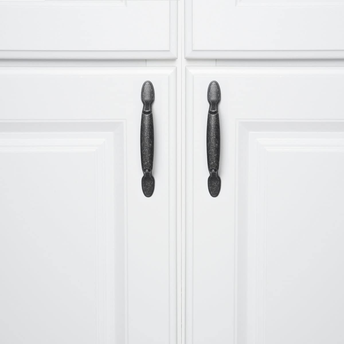 AmazonBasics Spoon Foot Cabinet Handle 5.12in Length 3in Hole Center Antique Silver 10Pack