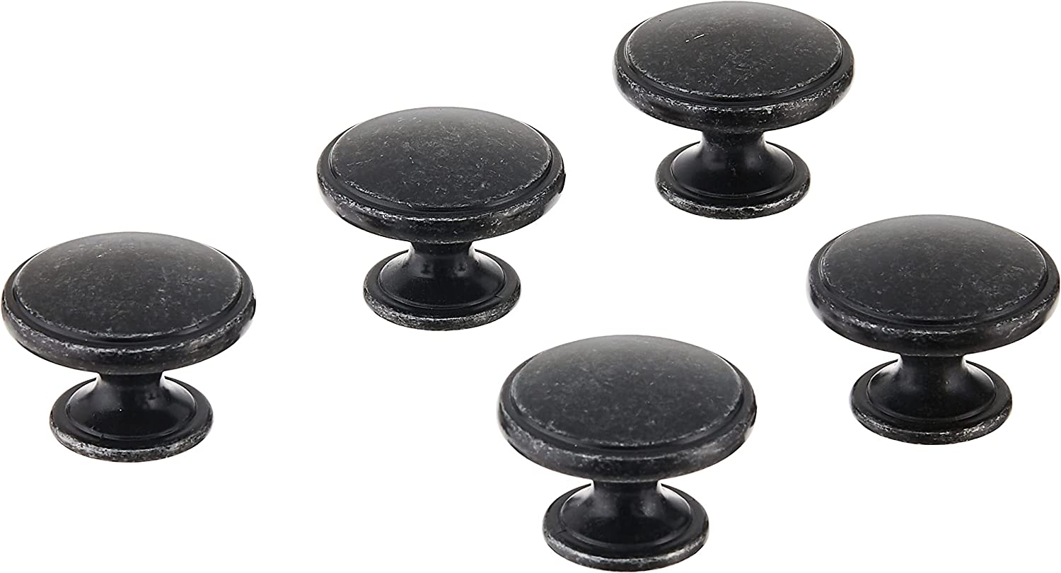 AmazonBasics Modern Wide Top Ring Cabinet Knob 1.52in Diameter Antique Silver 25Pack Main image
