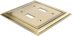 AmazonBasics Double Toggle Wall Plate Antique Brass 2Pack